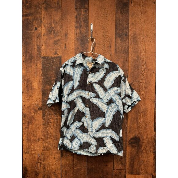 Vintage Cooke Streethonolulu Hawaiian Shirt Blue Black Medium EUC - Picture 2 of 5